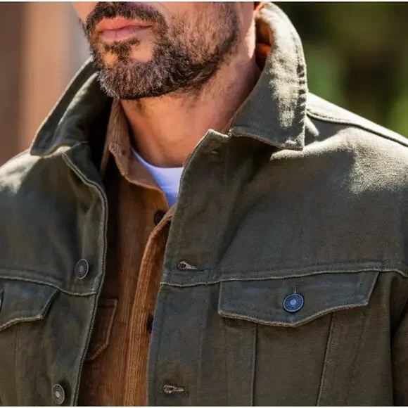 Line of Trade The Montana Canvas Trucker Jacket Ranger Green - Picture 2 of 15